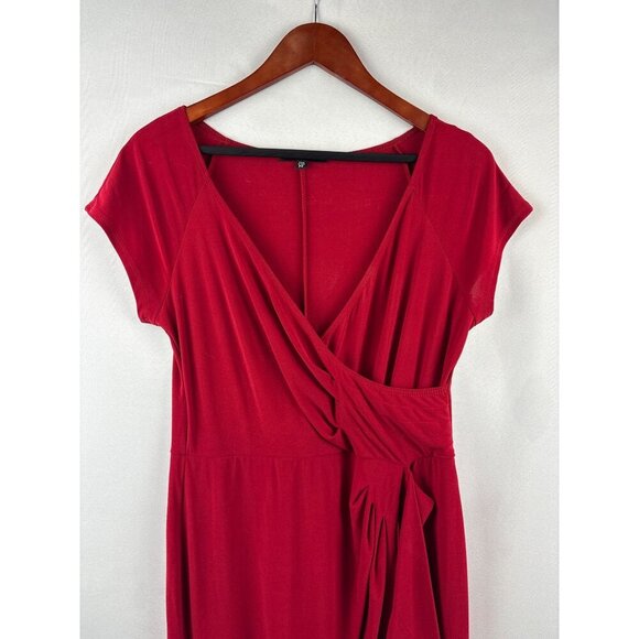 Tiana B. Red V-Neck Draped Dress PS - Picture 1 of 5